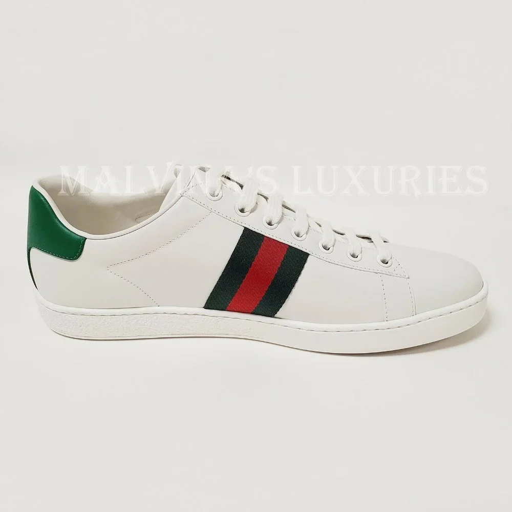 GUCCI SNEAKERS NEW ACE KITTEN WHITE LEATHER SHOES w WEB sz 41 11